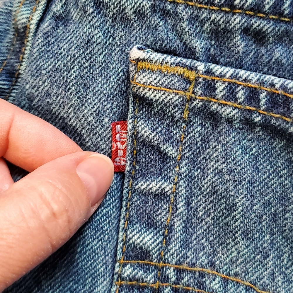 Vintage Levis 501 0675 W32 L34 Teal Overdye button fly red label 80s / 90s - Picture 7 of 16